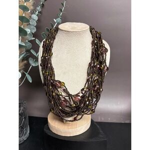 Elma Venezia Venetian Art Glass Beaded Necklace | Purple Multicolor